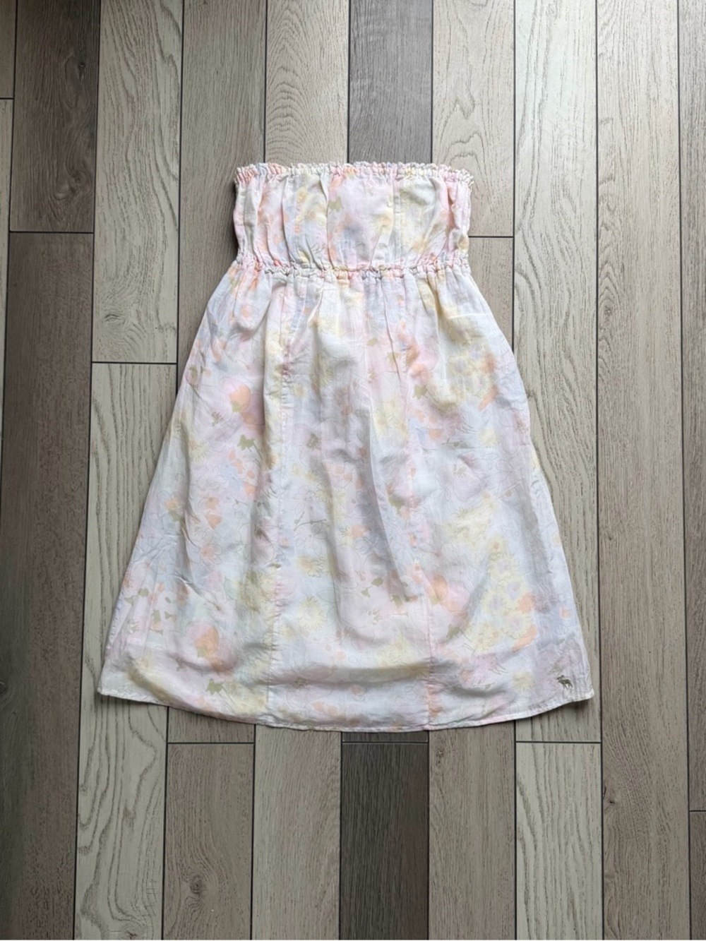 Abercrombie & Fitch Y2K Girls White Strapless Floral Sundress